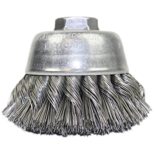 Brosse-boisseau &agrave; fil nou&eacute;, 3-1/2" dia. x 5/8"-11 arbre OSI Industrial Sales