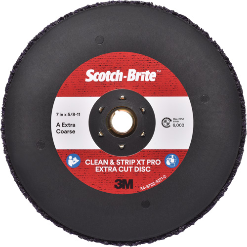 Disque extra coupe  Clean and Strip  XT Pro Scotch-Brite, 7" dia., Grain Extra grossier, Oxyde d'aluminium OSI Industrial Sales