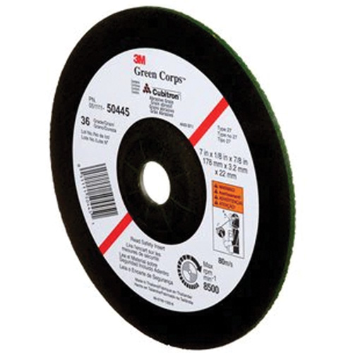 Meule &agrave; moyeu d&eacute;port&eacute; Green Corps, 7" x 1/8", Arbre 7/8", C&eacute;ramique, Type 27 OSI Industrial Sales