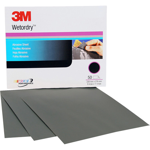 Feuille abrasive Wetordry, 9" x 11", Grain P500, Oxyde d'aluminium OSI Industrial Sales