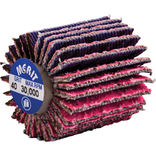 Threaded Mini Flap Wheel, Ceramic Alumina, 40 Grit, 1" x 1" x 1/4"-20 OSI Industrial Sales