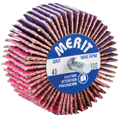 Threaded Mini Flap Wheel, Ceramic Alumina, 40 Grit, 2" x 1" x 1/4"-20 OSI Industrial Sales