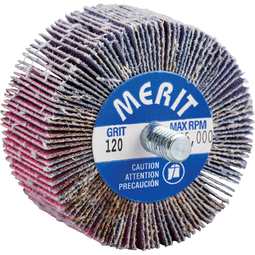 Threaded Mini Flap Wheel, Ceramic Alumina, 120 Grit, 2" x 1" x 1/4"-20 OSI Industrial Sales