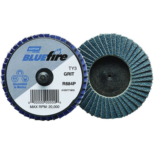 BlueFire&reg; R884P Plastic Flat Mini Flap Disc, 2" x Type 27, P60 Grit, Zirconia Alumina OSI Industrial Sales