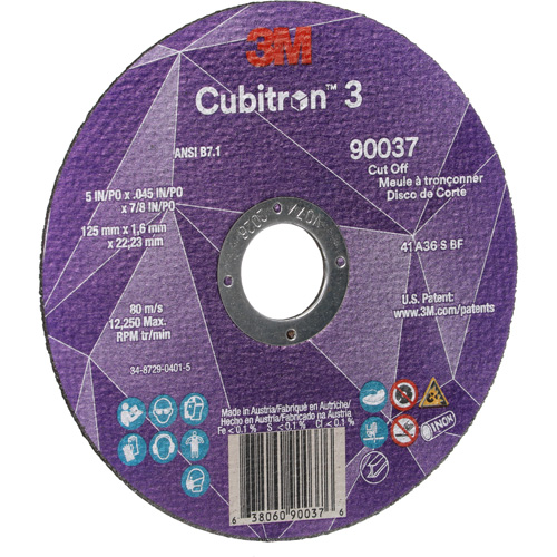 Cubitron 3 Cut-Off Wheel, 5" x 0.045", 7/8" Arbor, Type 1, Ceramic, 12250 RPM OSI Industrial Sales