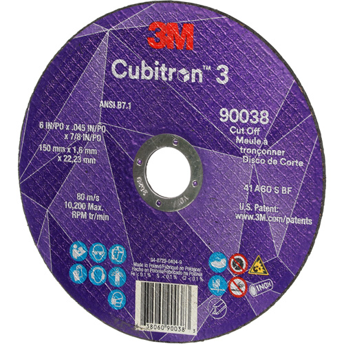 Cubitron 3 Cut-Off Wheel, 6" x 0.045", Type T27, Ceramic, 10200 RPM OSI Industrial Sales