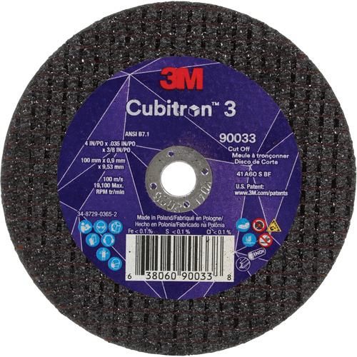Meule &agrave; tronçonner Cubitron 3, 4" x 0,035", Arbre de 3/8", Type T1, C&eacute;ramique, 21000 Tr/min OSI Industrial Sales
