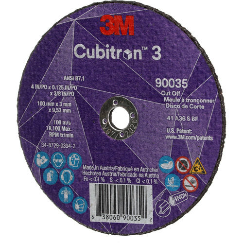 Meule &agrave; tronçonner Cubitron 3, 4" x 1/8", Arbre de 3/8", Type T1, C&eacute;ramique, 21000 Tr/min OSI Industrial Sales
