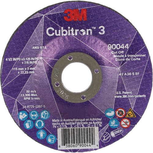 Meule &agrave; tronçonner Cubitron 3, 4-1/2" x 1/8", Arbre de 7/8", Type T27, C&eacute;ramique, 13 300 Tr/min OSI Industrial Sales
