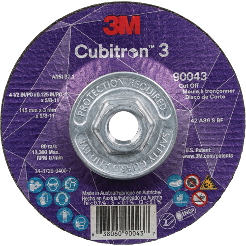 Meule &agrave; tronçonner Cubitron 3, 4-1/2" x 1/8", Arbre de 5/8"-11, Type T27, C&eacute;ramique, 13 300 Tr/min OSI Industrial Sales