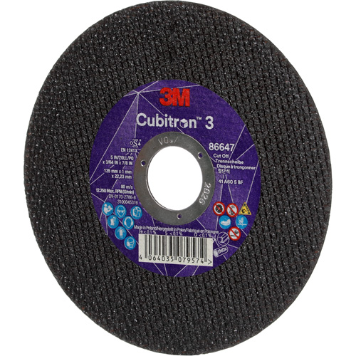 Cubitron 3 Cutting Disc, 5" x 9/32", 3/8" Arbor, Type 41 OSI Industrial Sales