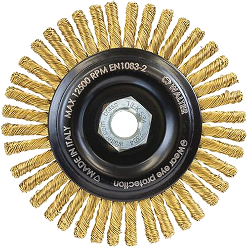 Brosse m&eacute;tallique &agrave; touret sans cr&eacute;ation d'&eacute;tincelles, 5" dia. x 5/8"-11 arbre OSI Industrial Sales