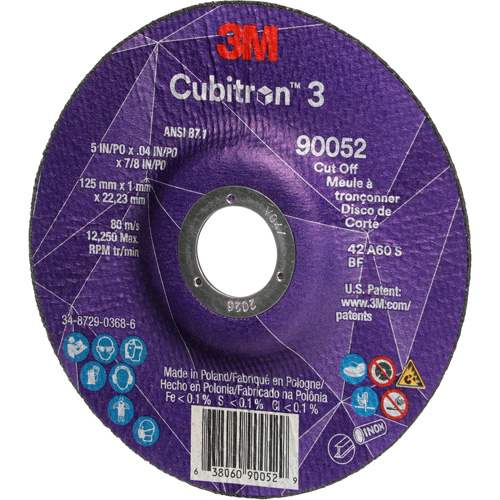 Meule &agrave; tronçonner Cubitron 3, 5" x 0,04", Arbre de 7/8", Type 27, C&eacute;ramique, 60 Tr/min OSI Industrial Sales