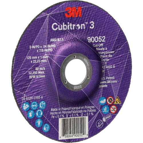 Meule &agrave; tronçonner Cubitron 3, 5" x 0,04", Arbre de 7/8", Type 27, C&eacute;ramique, 60 Tr/min OSI Industrial Sales