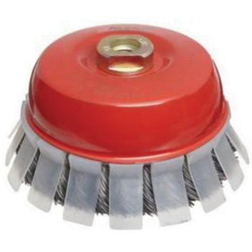 Brosse-boisseau &agrave; fils nou&eacute;s avec protecteur, 2-3/4" dia. x 5/8"-11 arbre OSI Industrial Sales