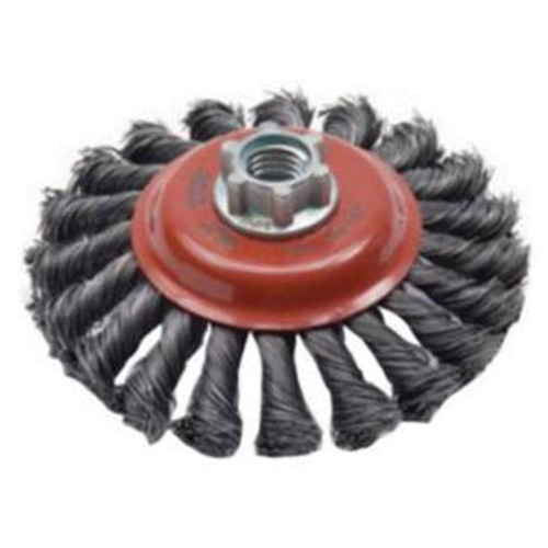 Twist Knot Saucer Cup Brush, 4" Dia., 0.02" Fill, 5/8"-11 Arbor, Steel OSI Industrial Sales