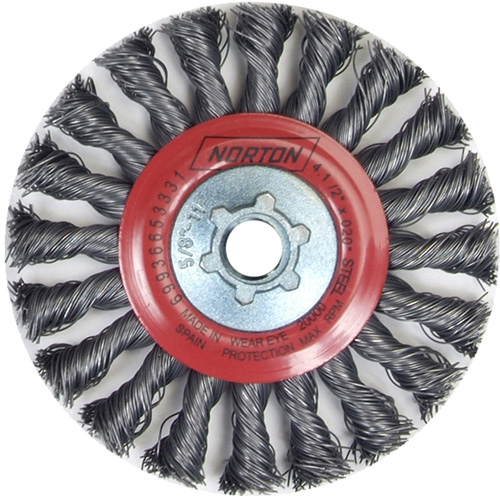 Full Cable Twist Wire Wheel, 4" Dia., 0.02" Fill, 5/8"-11 Arbor, Steel OSI Industrial Sales