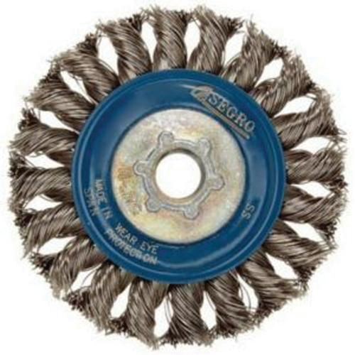 Full Cable Twist Wire Wheel, 5" Dia., 0.02" Fill, 5/8"-11 Arbor, Stainless Steel OSI Industrial Sales