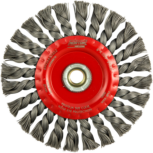Full Cable Twist Wire Wheel, 6" Dia., 0.023" Fill, 5/8"-11 Arbor, Steel OSI Industrial Sales