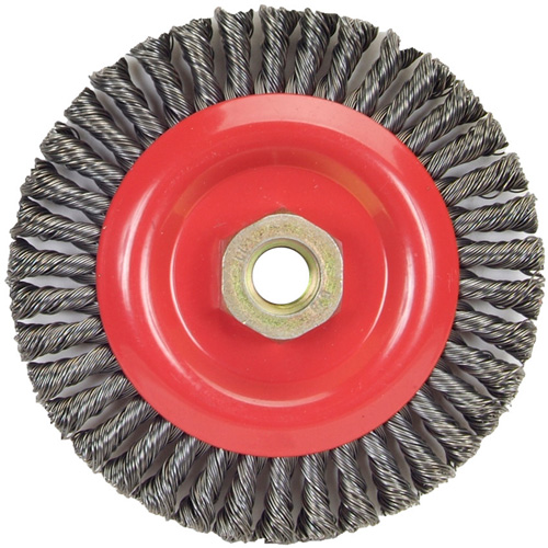 Stringer Bead Knot Wire Brush For Angle Grinders, 5" Dia., 0.02" Fill, 5/8"-11 Arbor, Steel OSI Industrial Sales