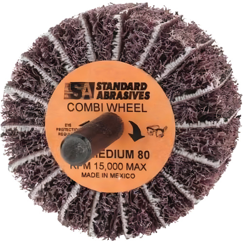 Standard Abrasives Buff and Blend Combi-Wheel 898001, 2" Dia. x 1" W, 1/4" Arbor, Aluminum Oxide OSI Industrial Sales