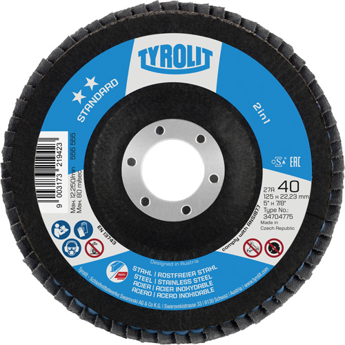 ZA 40 - B425 Standard 2-in-1 Flap Disc, 5" x 7/8", Type 27A, 40 Grit, Zirconia Alumina OSI Industrial Sales