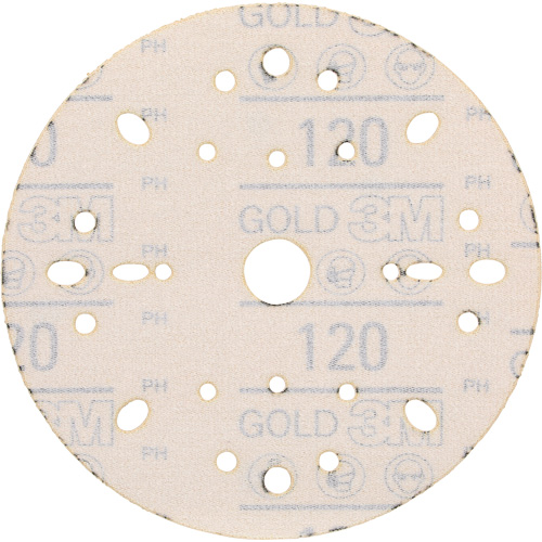Hookit Gold Abrasive Disc, 6" Dia., 120 Grit, Aluminum Oxide, C-Weight OSI Industrial Sales