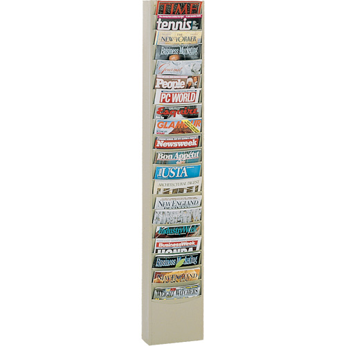 Literature Rack, Wall Mount, 20 Slots, Steel, 9-3/4" W x 4-1/8" D x 58" H OSI Industrial Sales