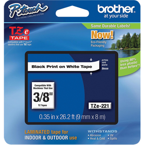 Cartouches de ruban Tze, 9 mm x 314,96" ou 8 m, Noir sur blanc OSI Industrial Sales