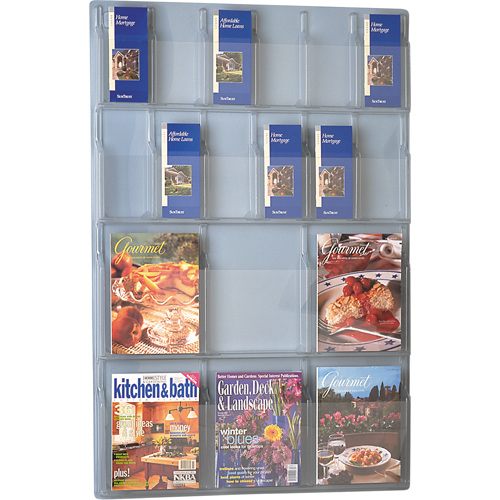 Literature Displays, Wall Mount, 6 Slots, Plastic, 30" W x 45" D x 45" H OSI Industrial Sales