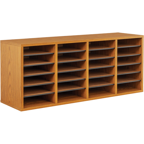 Adjustable Compartment Literature Organizer, Stationary, 24 Slots, Wood, 39-1/4" W x 11-3/4" D x 16-1/4" H OSI Industrial Sales