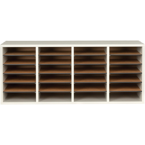 Adjustable Compartment Literature Organizer, Stationary, 24 Slots, Wood, 39-1/4" W x 11-3/4" D x 16-1/4" H OSI Industrial Sales