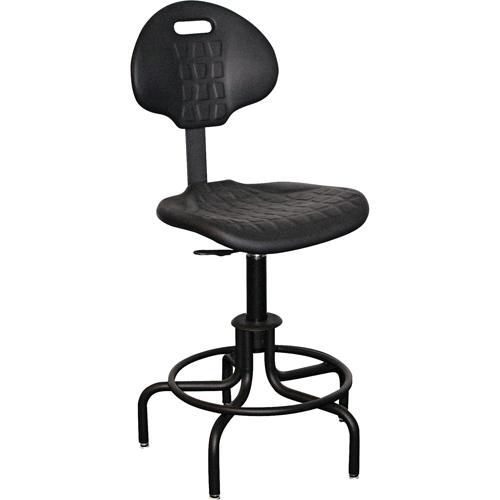 6000 Series Stool with Back, Stationary, Adjustable, 24" - 29", Polyurethane Seat, Black OSI Industrial Sales