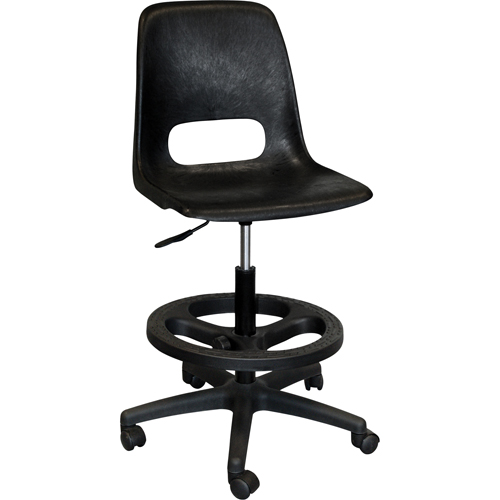 800 Series Classroom Stool with Back, Mobile, Adjustable, 21" - 28", Polypropylene Seat, Grey OSI Industrial Sales