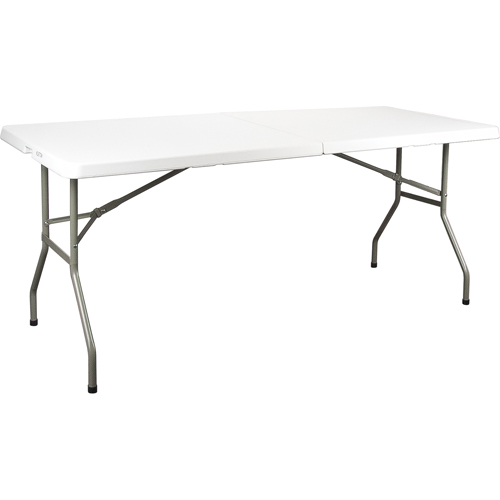 Table se pliant en deux, Rectangulaire, 72" l x 30" la, Poly&eacute;thyl&egrave;ne, Blanc OSI Industrial Sales
