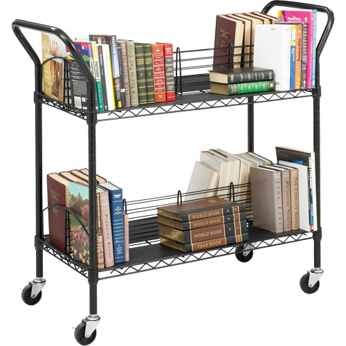 Double-Sided Wire Book Cart, 200 lbs. Capacity, Black, 18-3/4" D x 44" L x 39" H, Steel OSI Industrial Sales