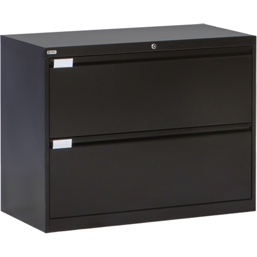 Lateral Filing Cabinet, Steel, 2 Drawers, 36" W x 18" D x 27-7/8" H, Black OSI Industrial Sales