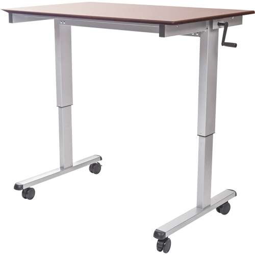 Adjustable Stand-Up Workstations, Stand-Alone Desk, 48-1/2" H x 59" W x 29-1/2" D, Walnut OSI Industrial Sales