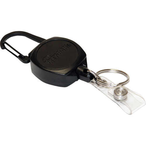 Self Retracting ID Badge and Key Reel, Zinc Alloy Metal, 24" Cable, Carabiner Attachment OSI Industrial Sales