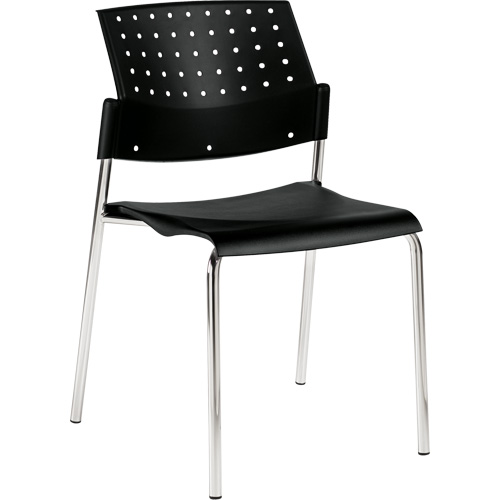 Armless Stacking Chair, Plastic, 33" High, 300 lbs. Capacity, Black OSI Industrial Sales