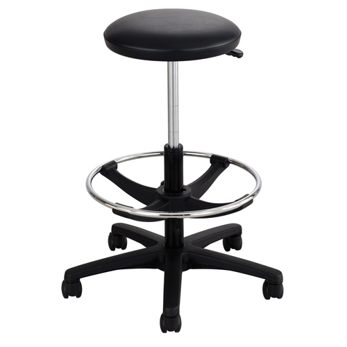 Extended-Height Stool, Drafting, Adjustable, 22" - 32", Vinyl Seat, Black OSI Industrial Sales