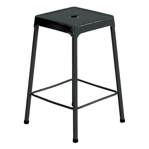 Counter Stool, Stationary, Fixed, 25", Steel Seat, Black OSI Industrial Sales