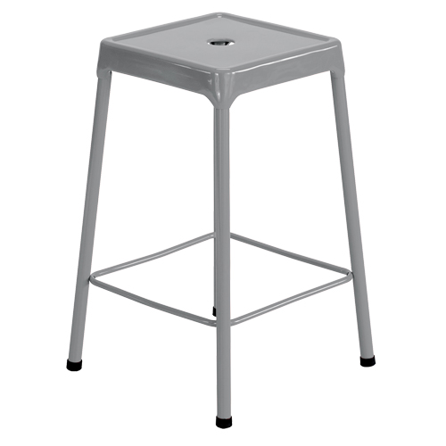 Counter Stool, Stationary, Fixed, 25", Steel Seat, Grey OSI Industrial Sales