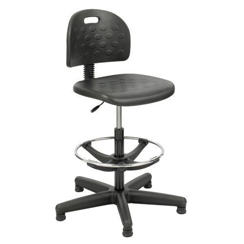 Soft Tough Stool, Stationary, Adjustable, 29" - 49", Polyurethane Seat, Black OSI Industrial Sales