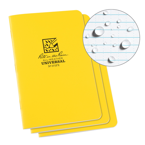 All-Weather Notebook, Soft Cover, Yellow, 48 Pages, 4-5/8" W x 7" L OSI Industrial Sales