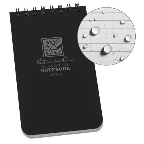 Pocket Top-Spiral Notebook, Soft Cover, Black, 100 Pages, 3" W x 5" L OSI Industrial Sales