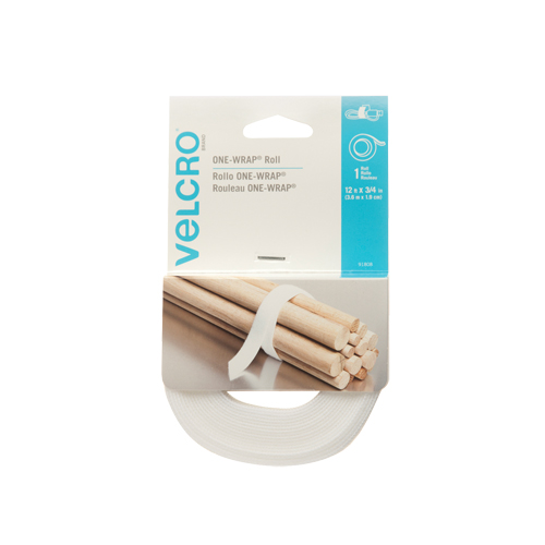 Ruban d'attaches One-Wrap, Boucle et crochet, 12' x 3/4", Auto-aggripant, Blanc OSI Industrial Sales
