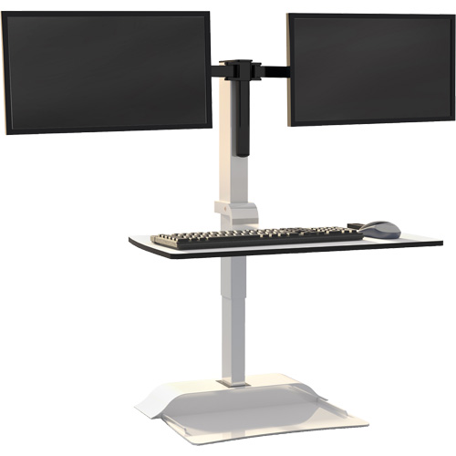 Soar Sit/Stand Electric Desk with Dual Monitor Arm, Desktop Unit, 37-1/4" H x 27-3/4" W x 22" D, White OSI Industrial Sales
