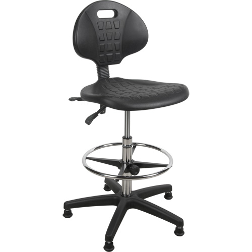 Tabouret robuste et ergonomique, Stationnaire, Ajustable, 39” - 48”, Polyur&eacute;thane Si&egrave;ge, Noir OSI Industrial Sales