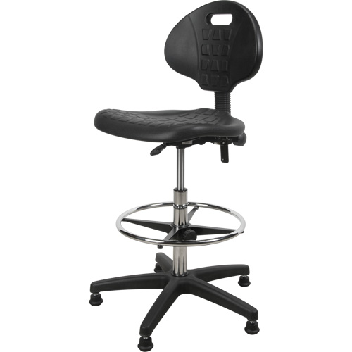 Tabouret robuste et ergonomique, Stationnaire, Ajustable, 39” - 48”, Polyur&eacute;thane Si&egrave;ge, Noir OSI Industrial Sales